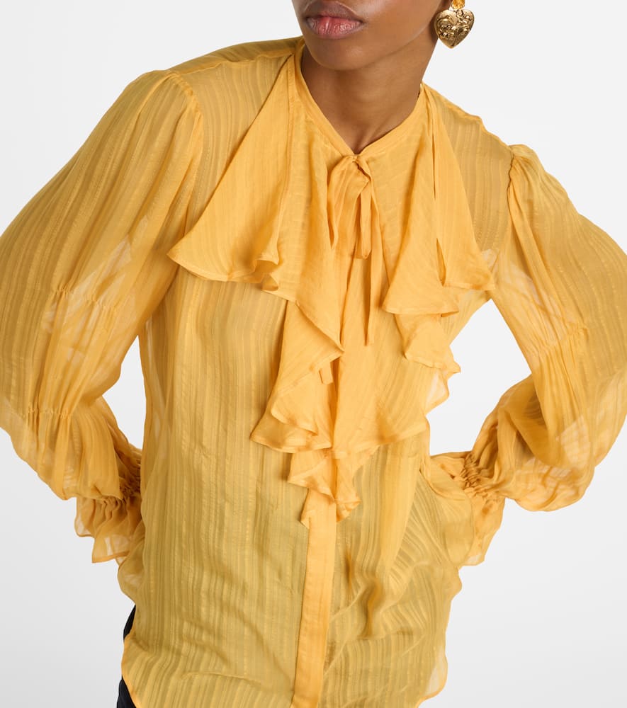 Etro Ruffled Silk Blouse In Yellow