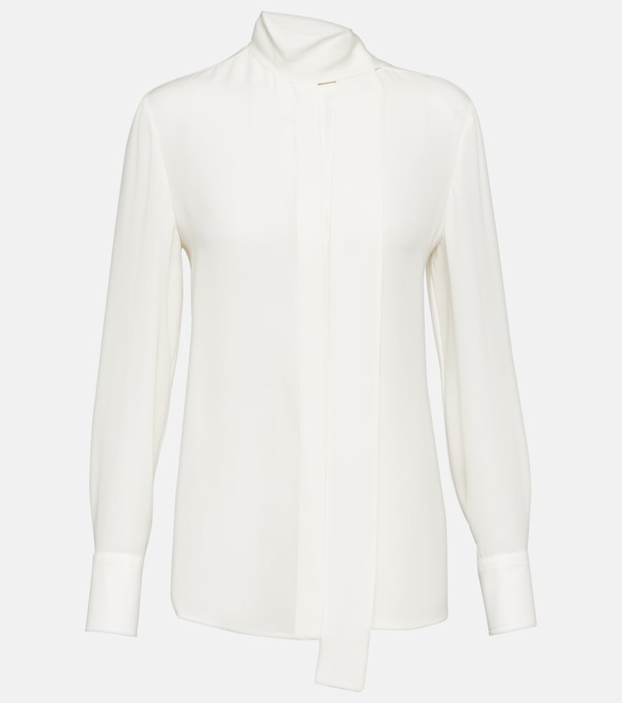 Valentino Women's White Bow-Tie Neck Silk Georgette Blouse UK Size 10 - Mytheresa