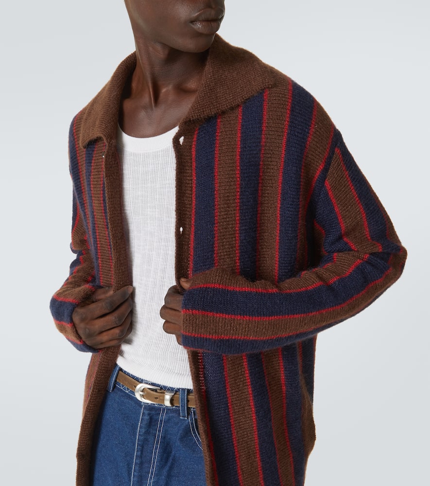 Bode Striped Mohair-blend Cardigan In Brown