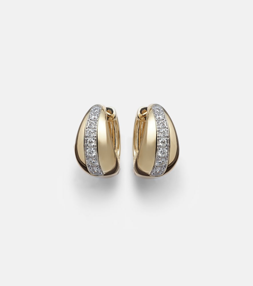 Stone and Strand Pistachio 10kt gold hoop earrings with diamonds