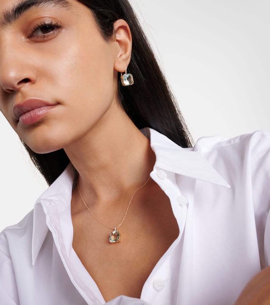 Mateo 14kt Gold Necklace With Green Amethyst And Diamonds In Gold