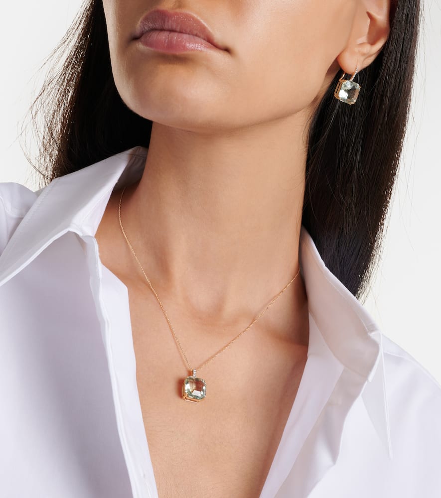 Mateo 14kt Gold Necklace With Green Amethyst And Diamonds In Gold