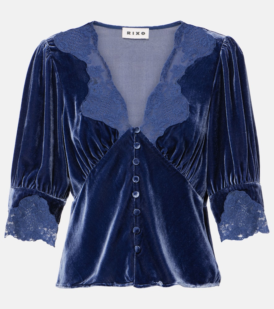 Amanda lace-trimmed velvet top