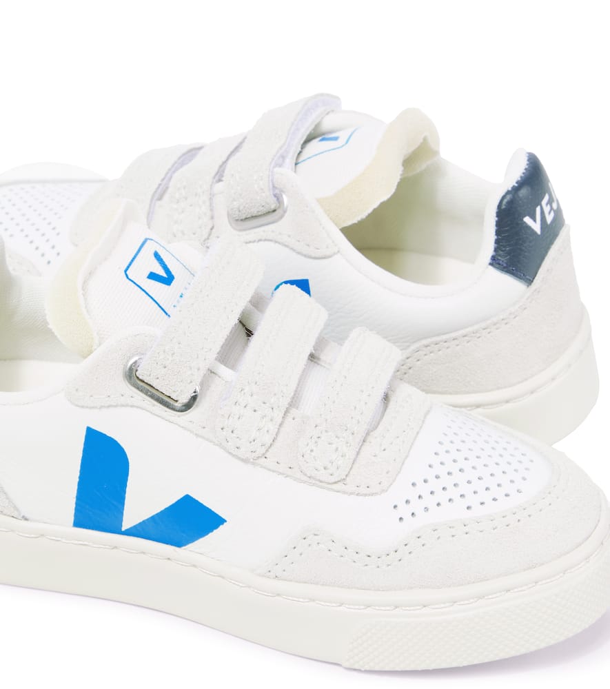Veja V-90 Suede-trimmed Leather Sneakers In White