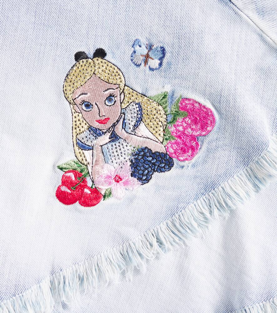 Monnalisa Alice Distressed Patch-appliqué Denim Shorts In Blue