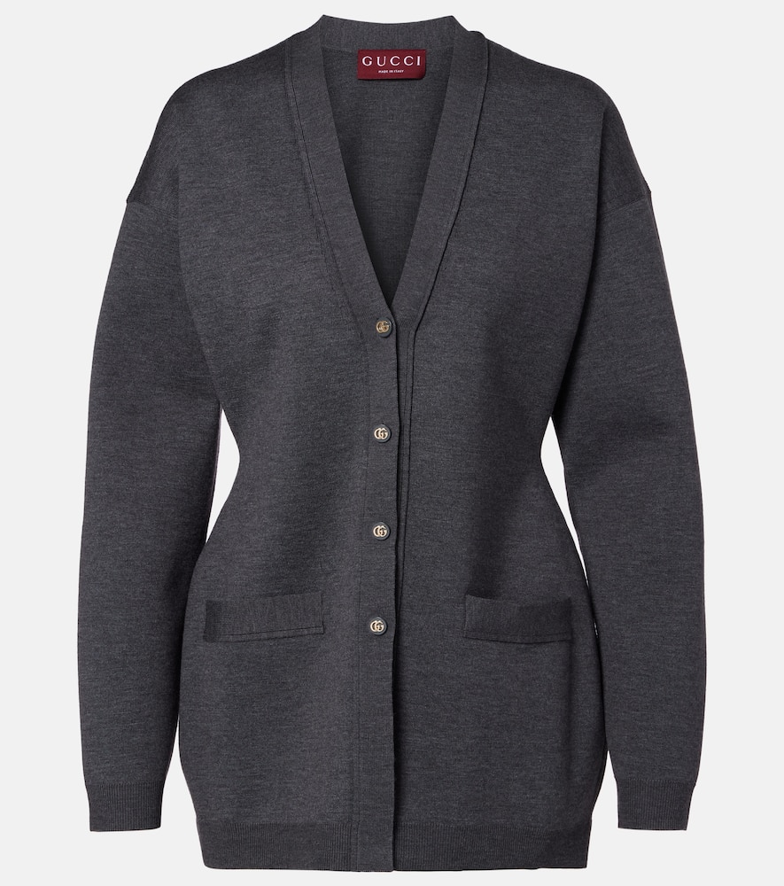 Gucci Long-sleeved Knitted Cardigan In Green