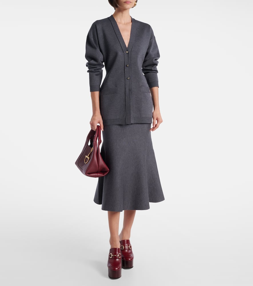 Gucci Long-sleeved Knitted Cardigan In Green