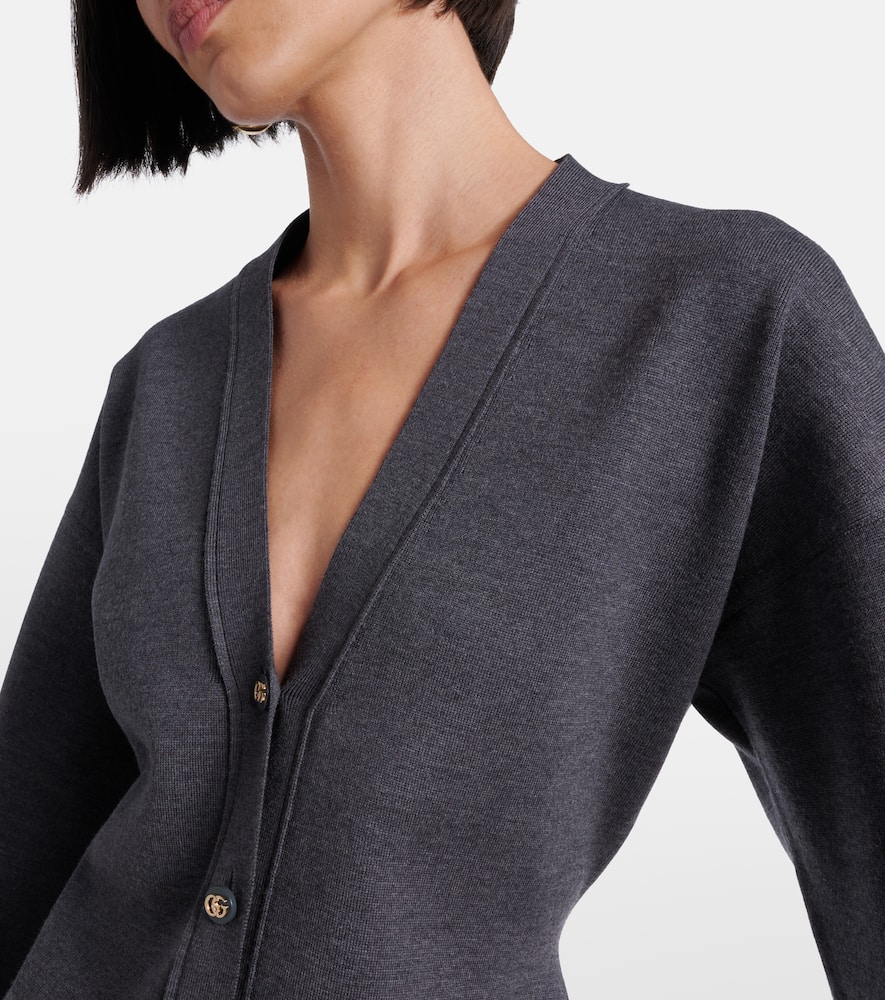 Gucci Long-sleeved Knitted Cardigan In Green