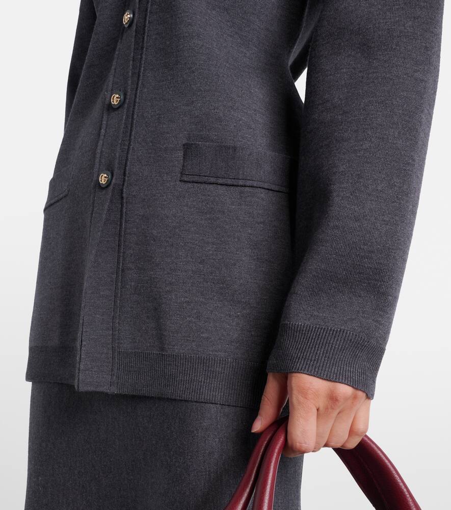 Gucci Long-sleeved Knitted Cardigan In Green