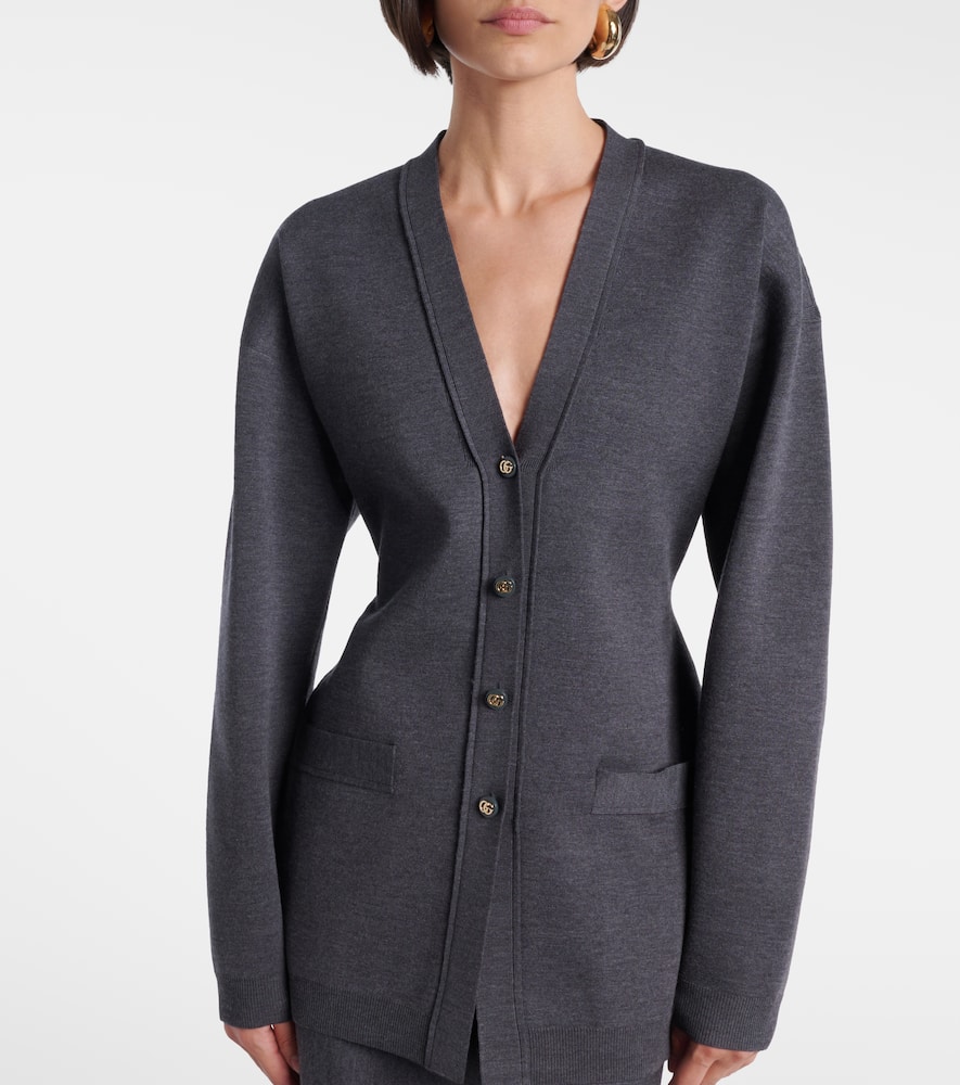Gucci Long-sleeved Knitted Cardigan In Green
