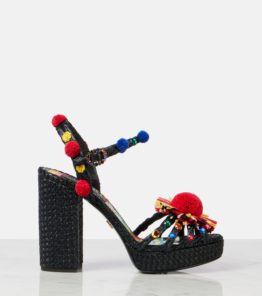 Dolce&Gabbana 105 Embellished Raffia Sandals