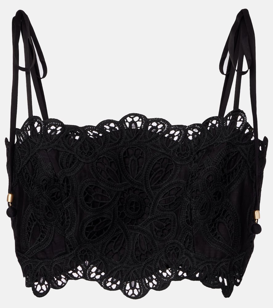 Zimmermann Rhiannon Embroidered Bodice Top In Black