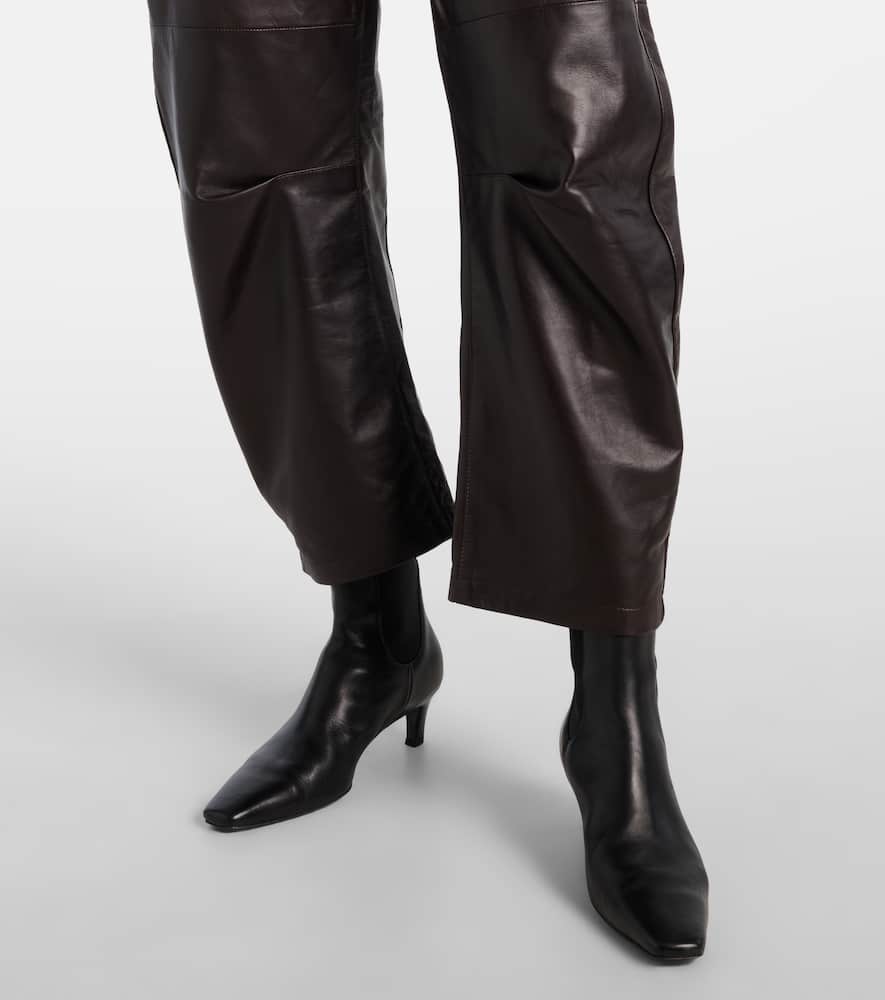 Nili Lotan Shon Leather Pants Dark Brown In Black