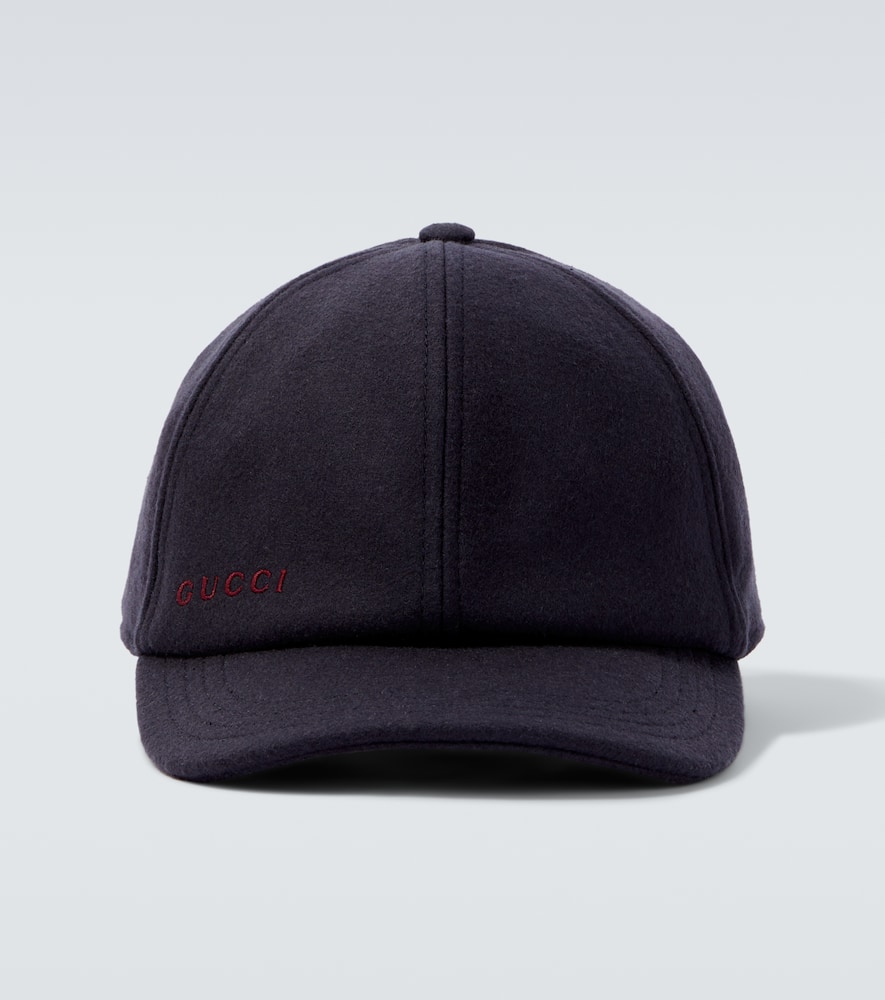 Gucci Logo Wool Baseball Cap In Blue