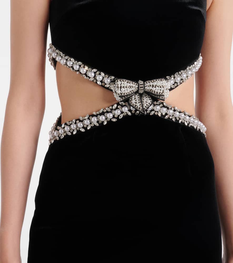Self-portrait Cutout Velvet Maxi Dress In Black