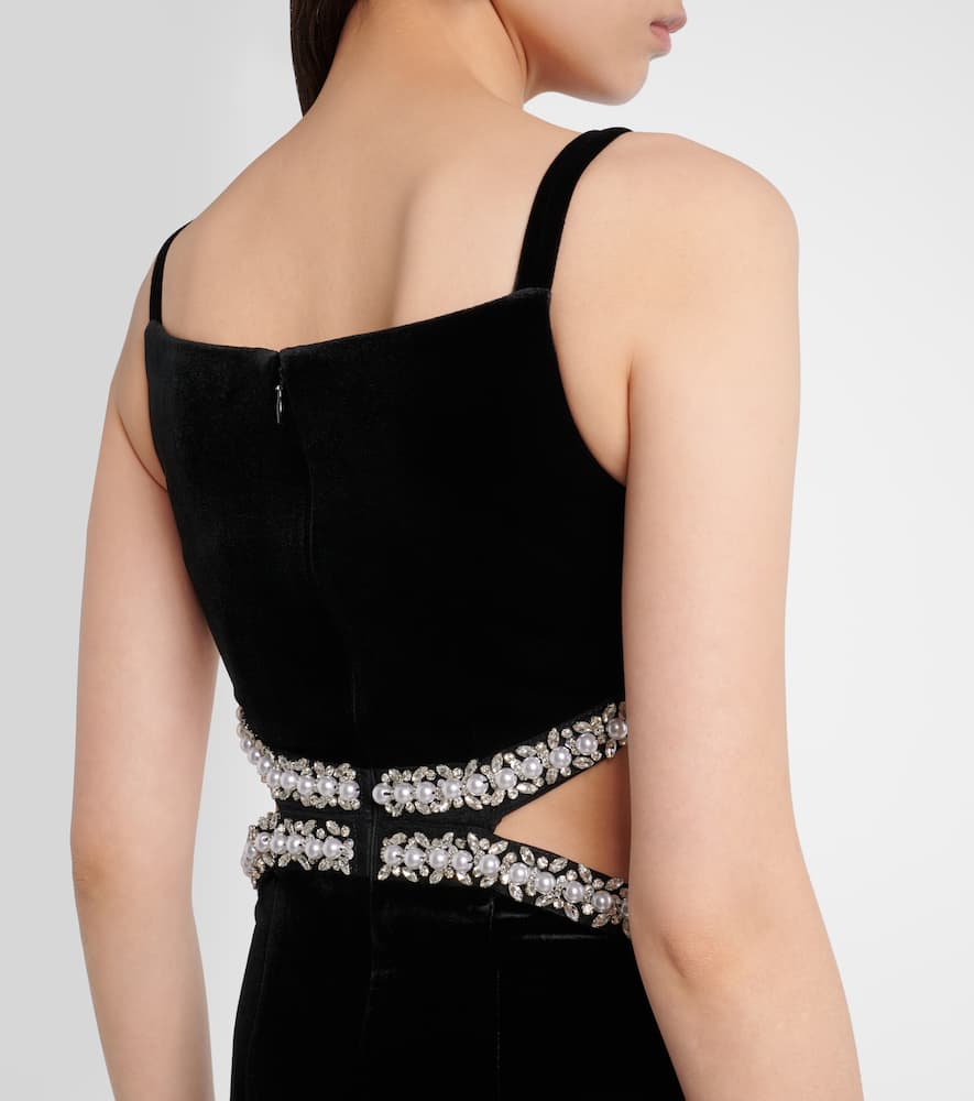 Self-portrait Cutout Velvet Maxi Dress In Black
