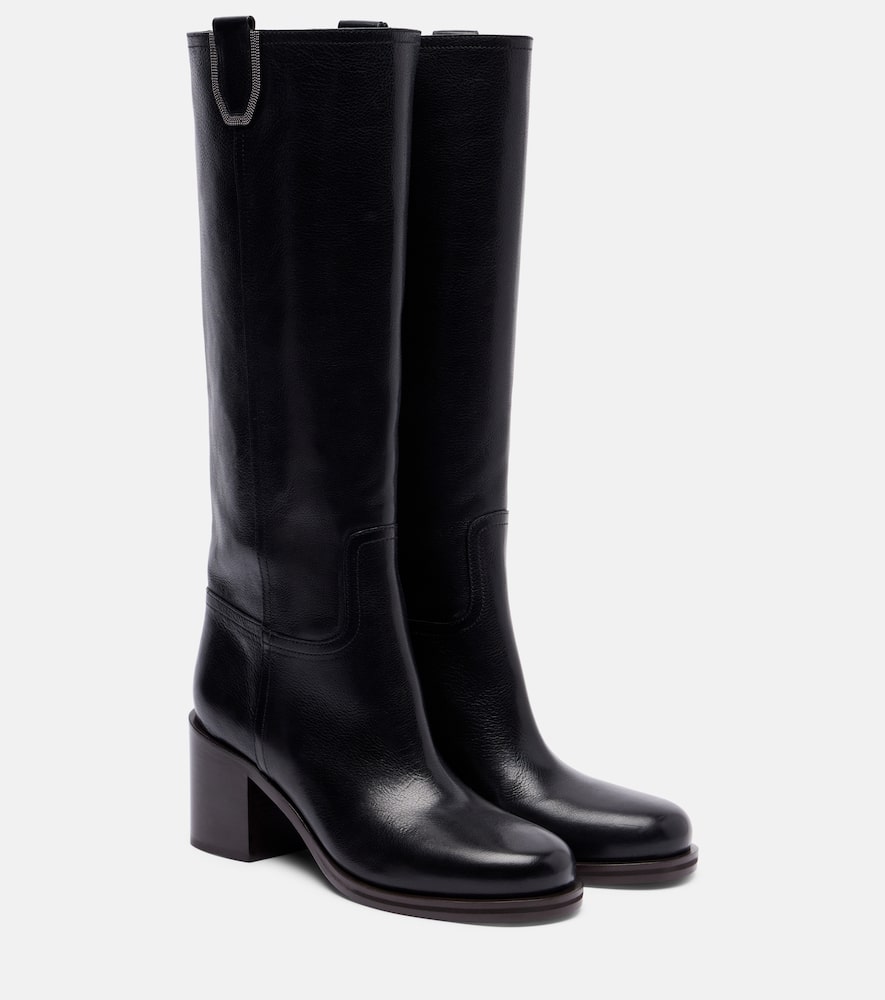Brunello Cucinelli Leather Knee-high Boots In Black