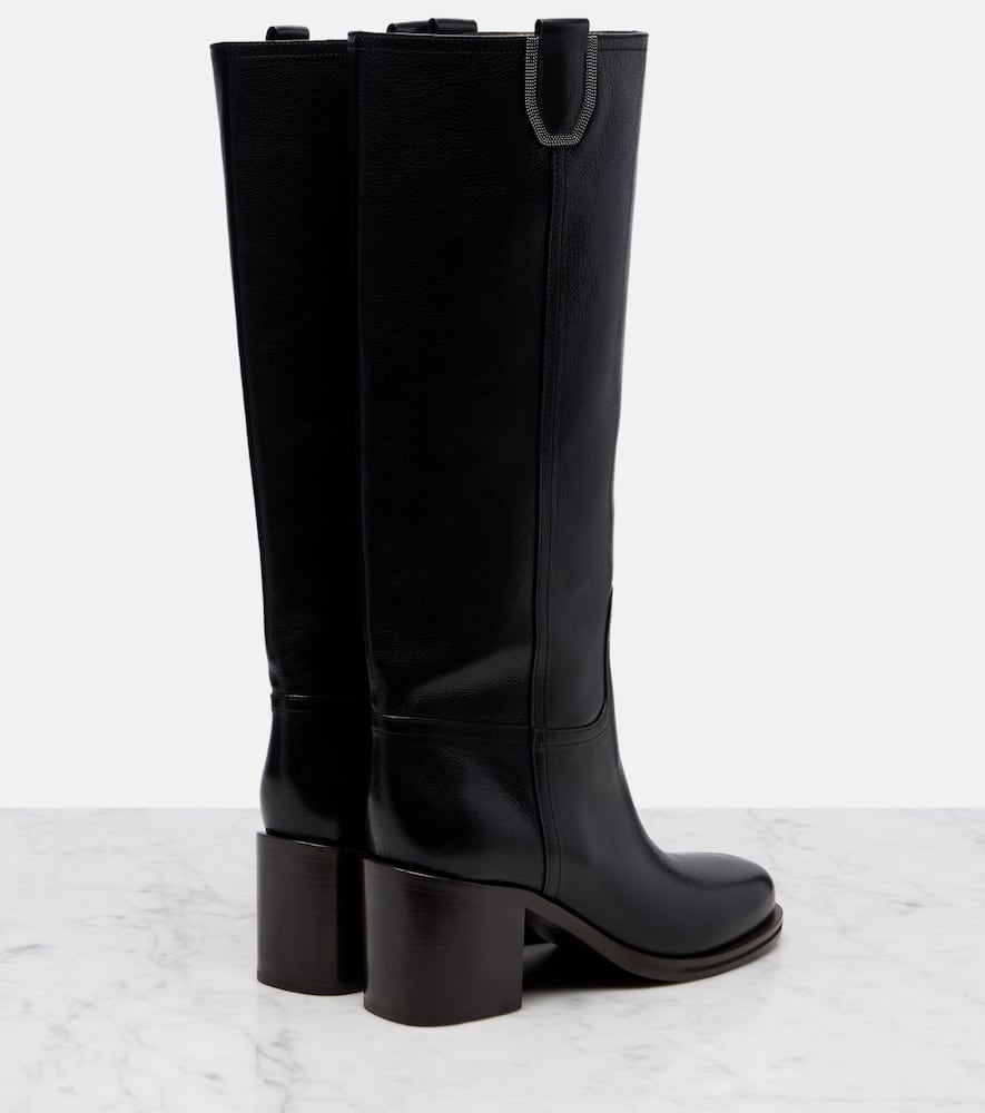 Brunello Cucinelli Leather Knee-high Boots In Black