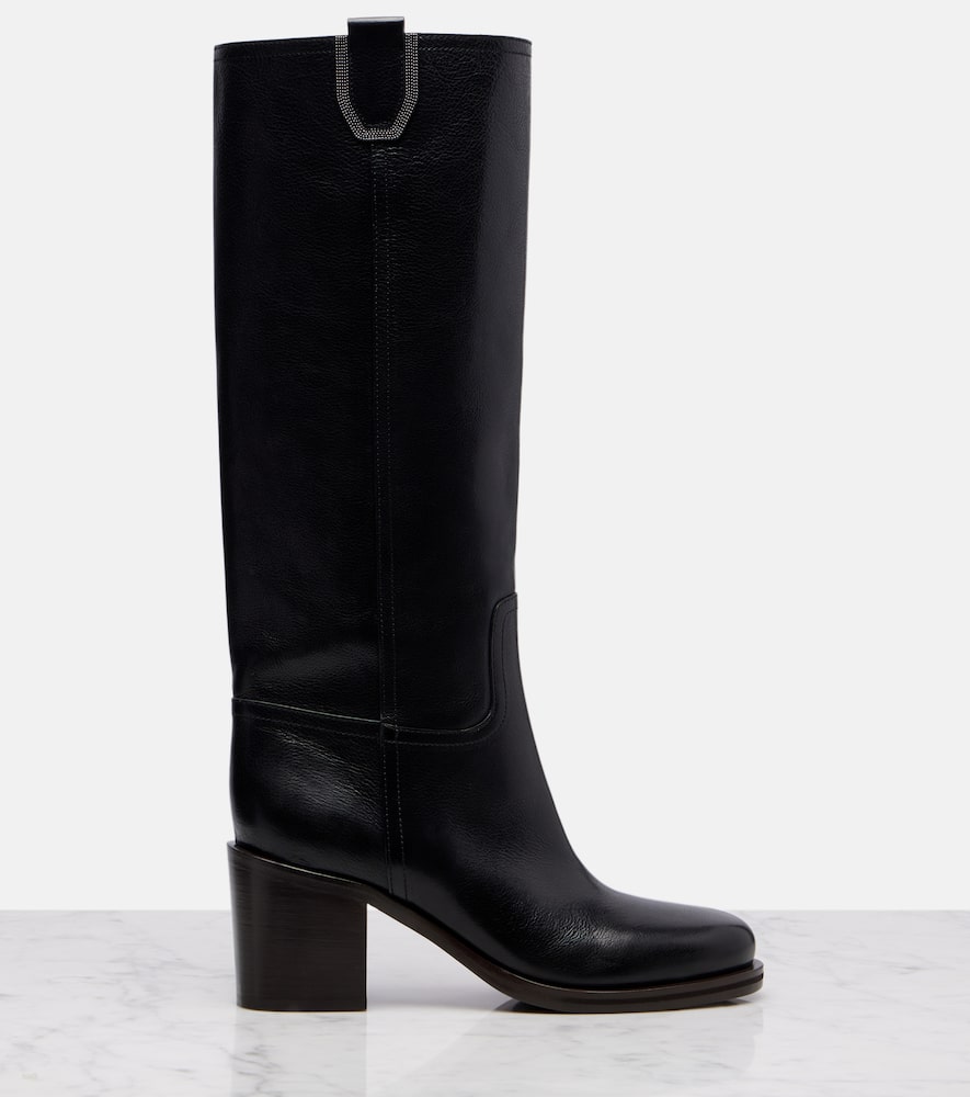 Brunello Cucinelli Leather Knee-high Boots In Black