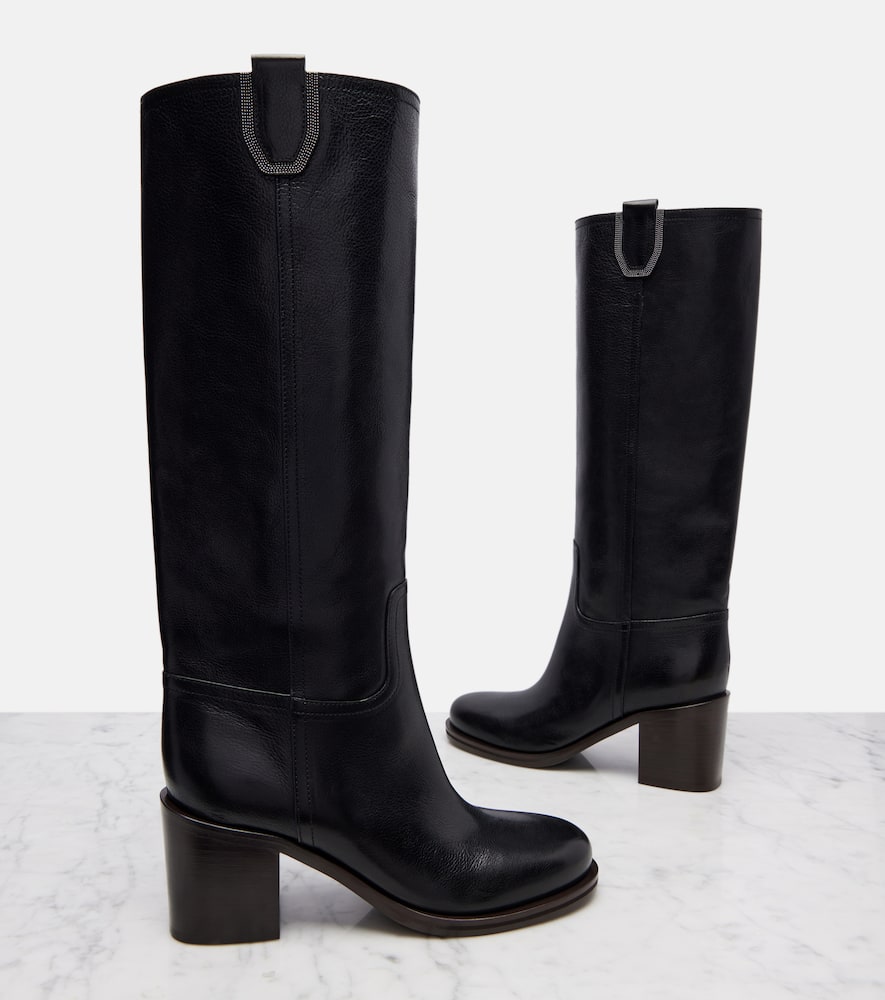 Brunello Cucinelli Leather Knee-high Boots In Black
