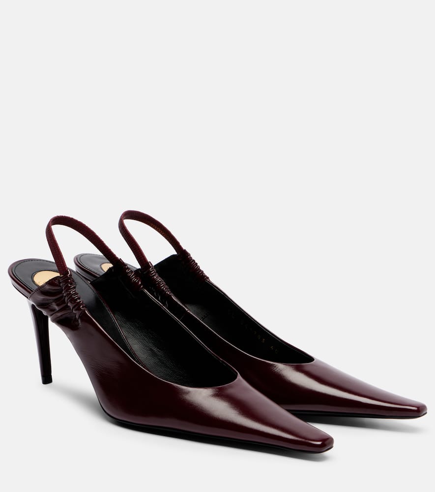 Saint Laurent Anne-marie Leather Slingback Pumps In Burgundy