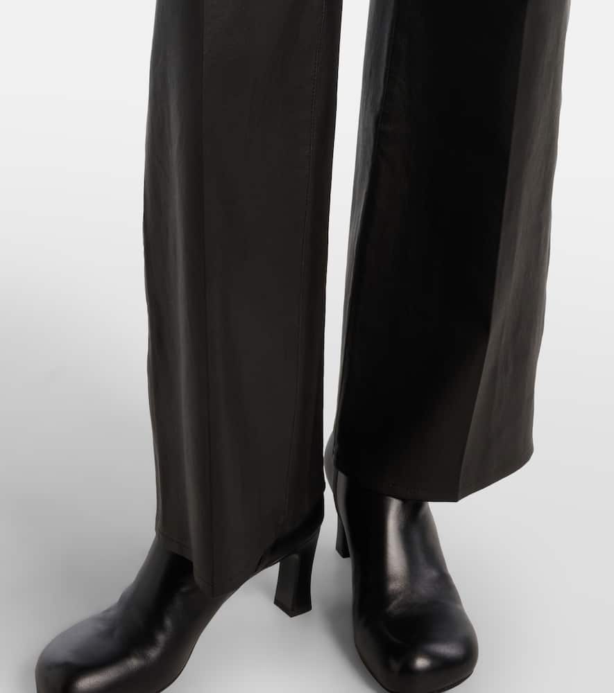 Frame High-rise-hose Le Slim Palazzo Aus Leder In Black