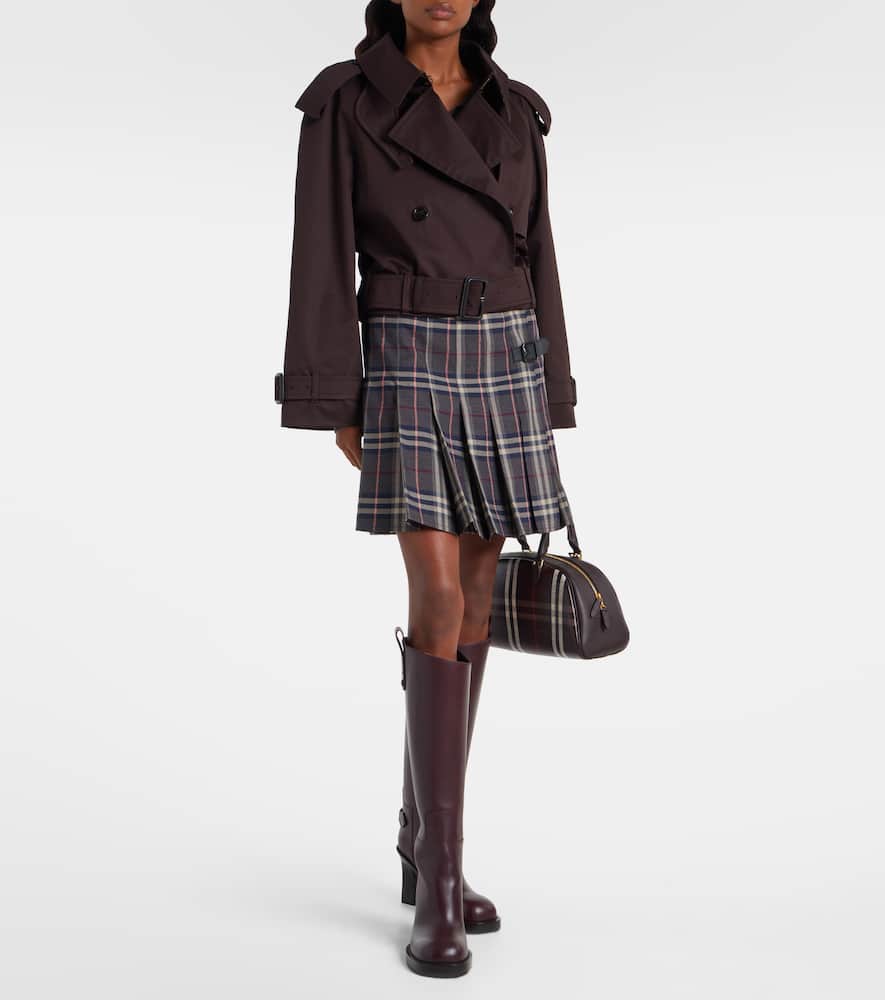 Burberry Dolebury Cropped Cotton-gabardine Trench Coat In Brown