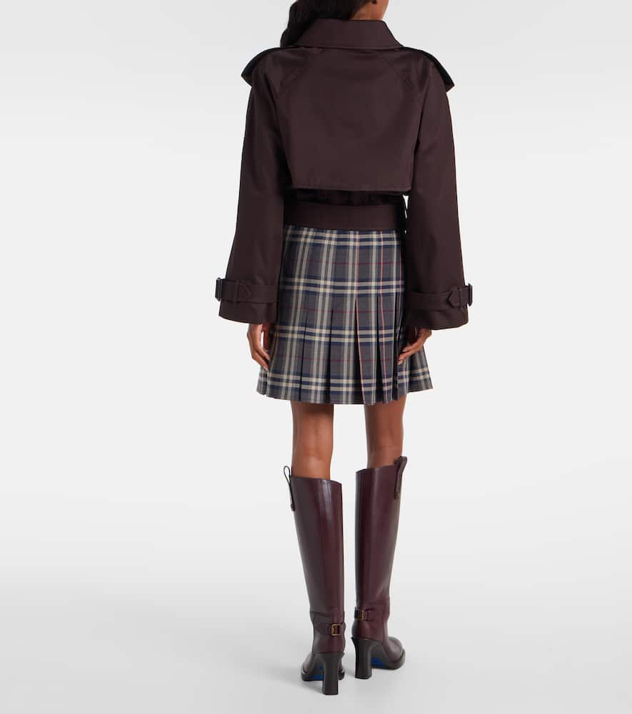 Burberry Dolebury Cropped Cotton-gabardine Trench Coat In Brown