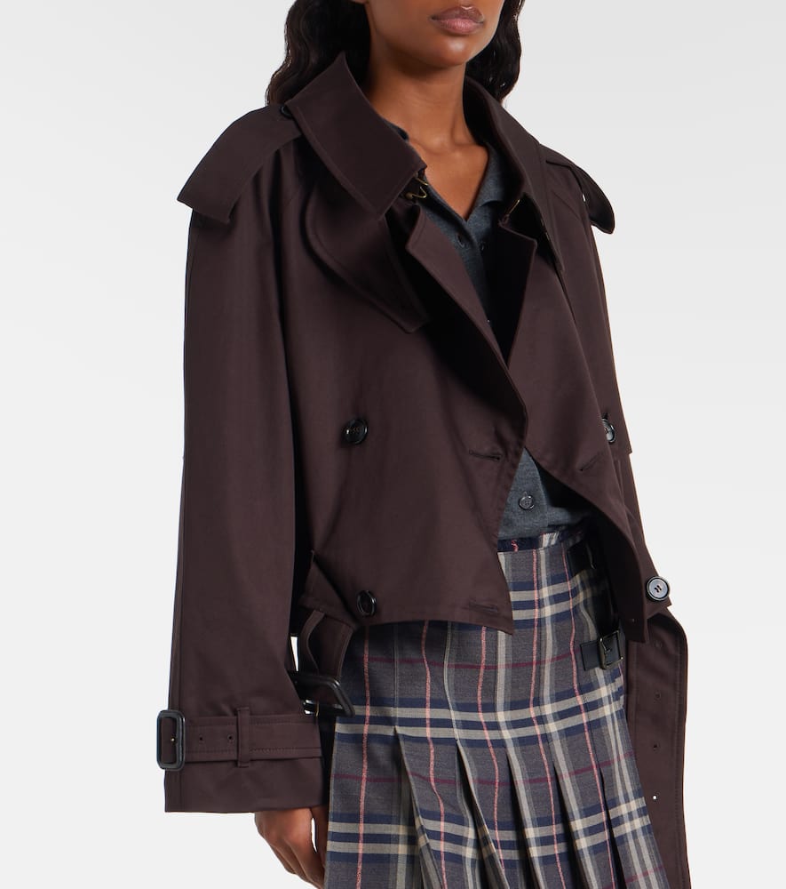 Burberry Dolebury Cropped Cotton-gabardine Trench Coat In Brown