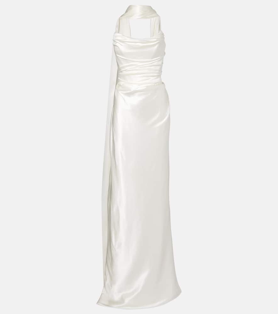 Vivienne Westwood Vixen Scarf-detail Draped Silk-blend Gown In White