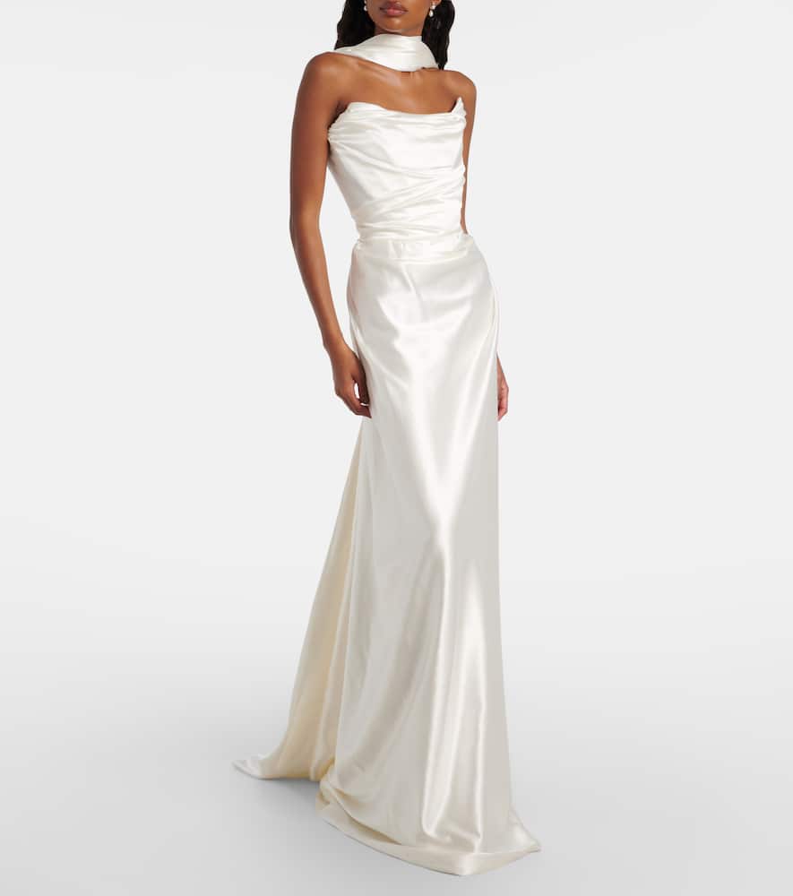 Vivienne Westwood Vixen Scarf-detail Draped Silk-blend Gown In White