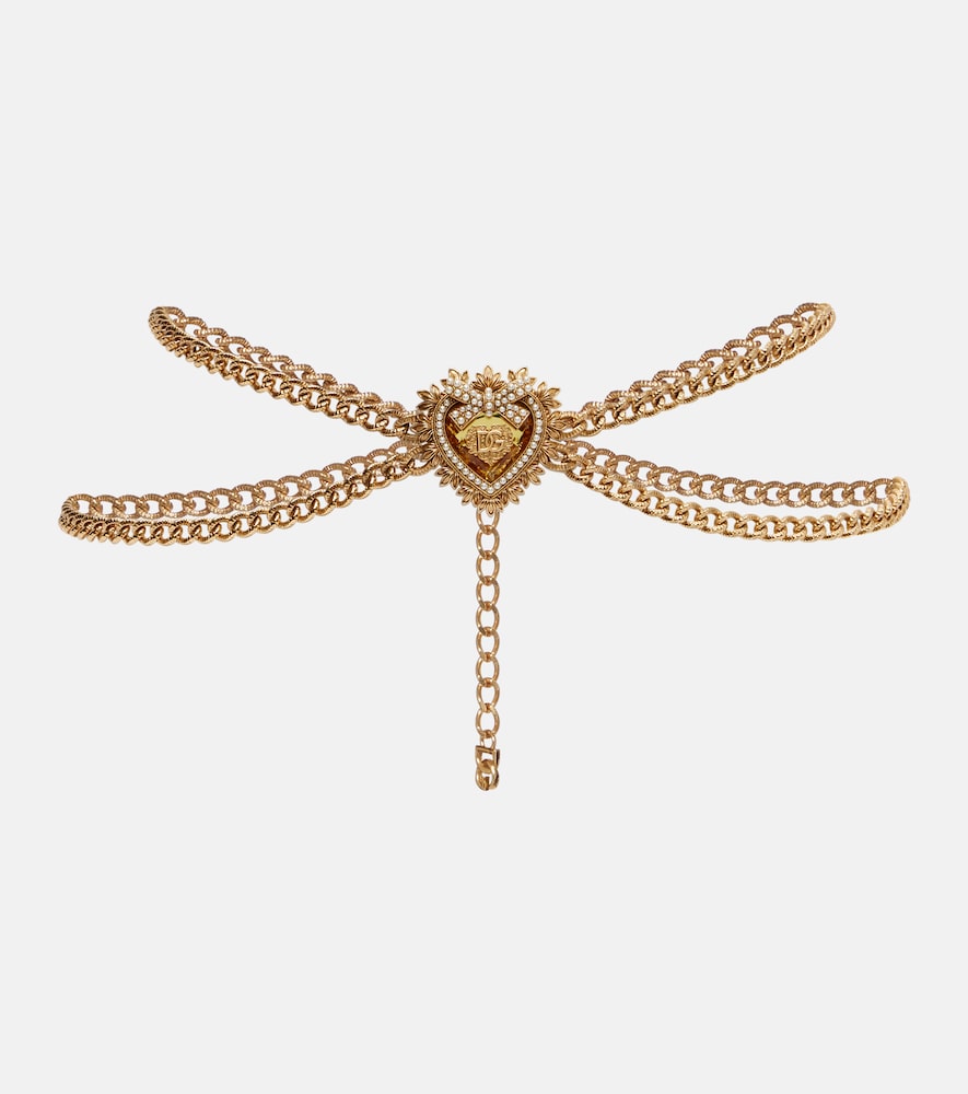 Dolce & Gabbana DG faux pearl-embellished chain belt