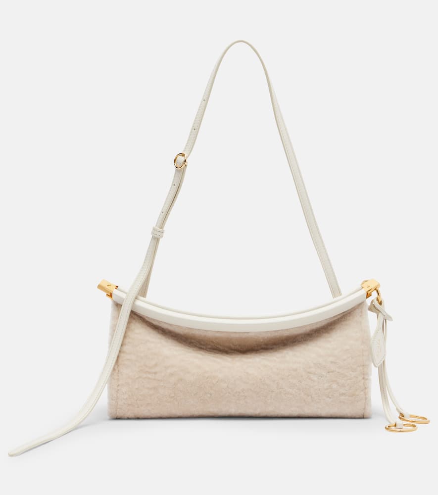 Alaïa Le Click East West Small Suede Shoulder Bag In White