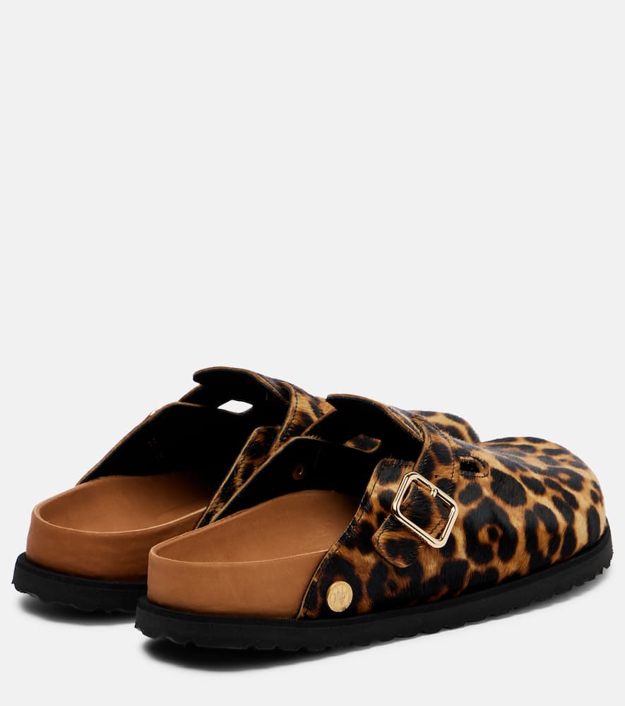 Birkenstock 1774 Animal Print Flat Sole Mules With Buckle In Multi