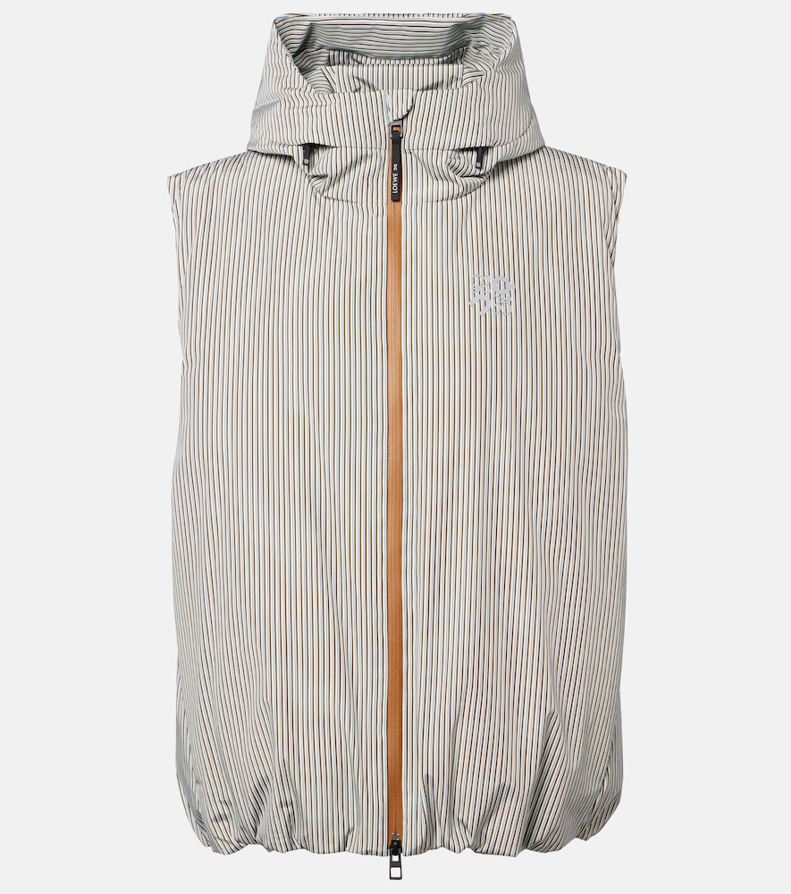 Loewe x On hooded striped puffer vest