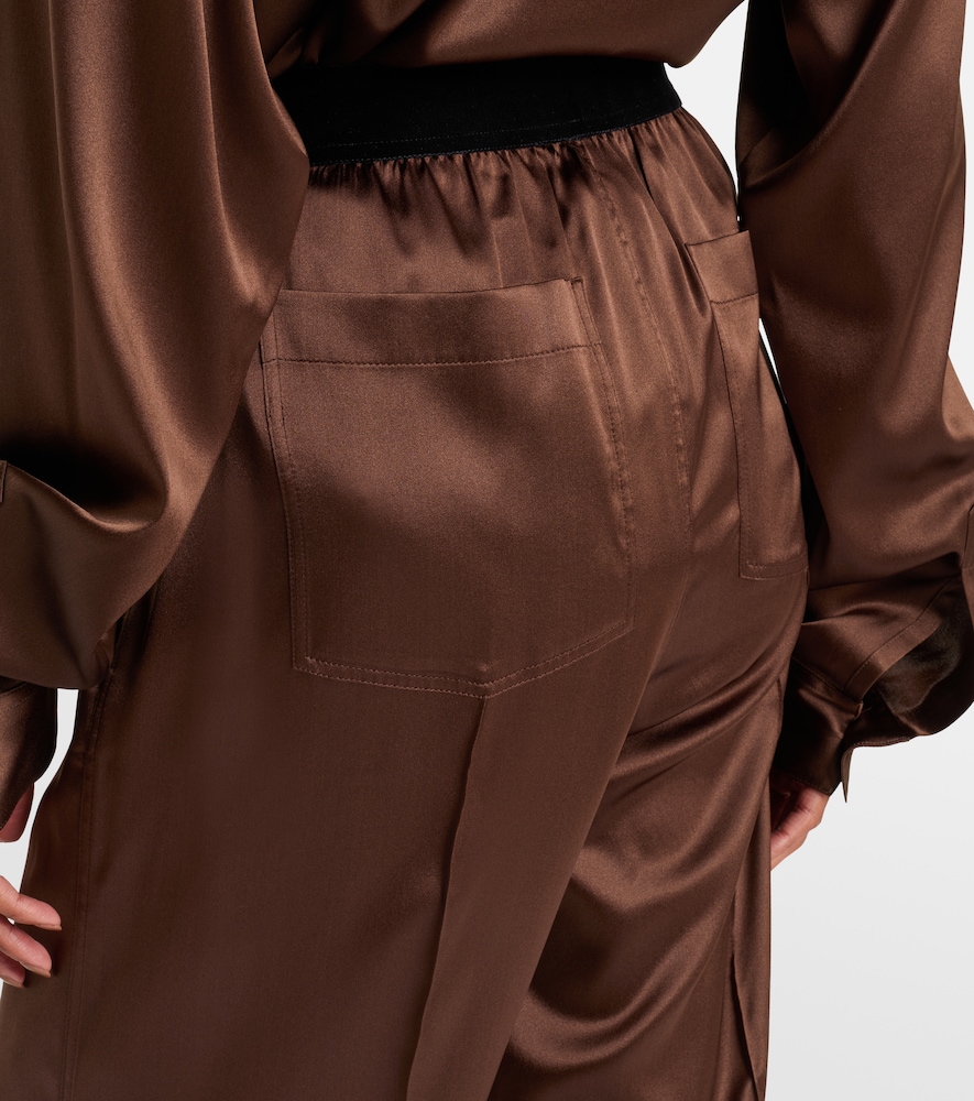 Silk-Blend Straight Pants