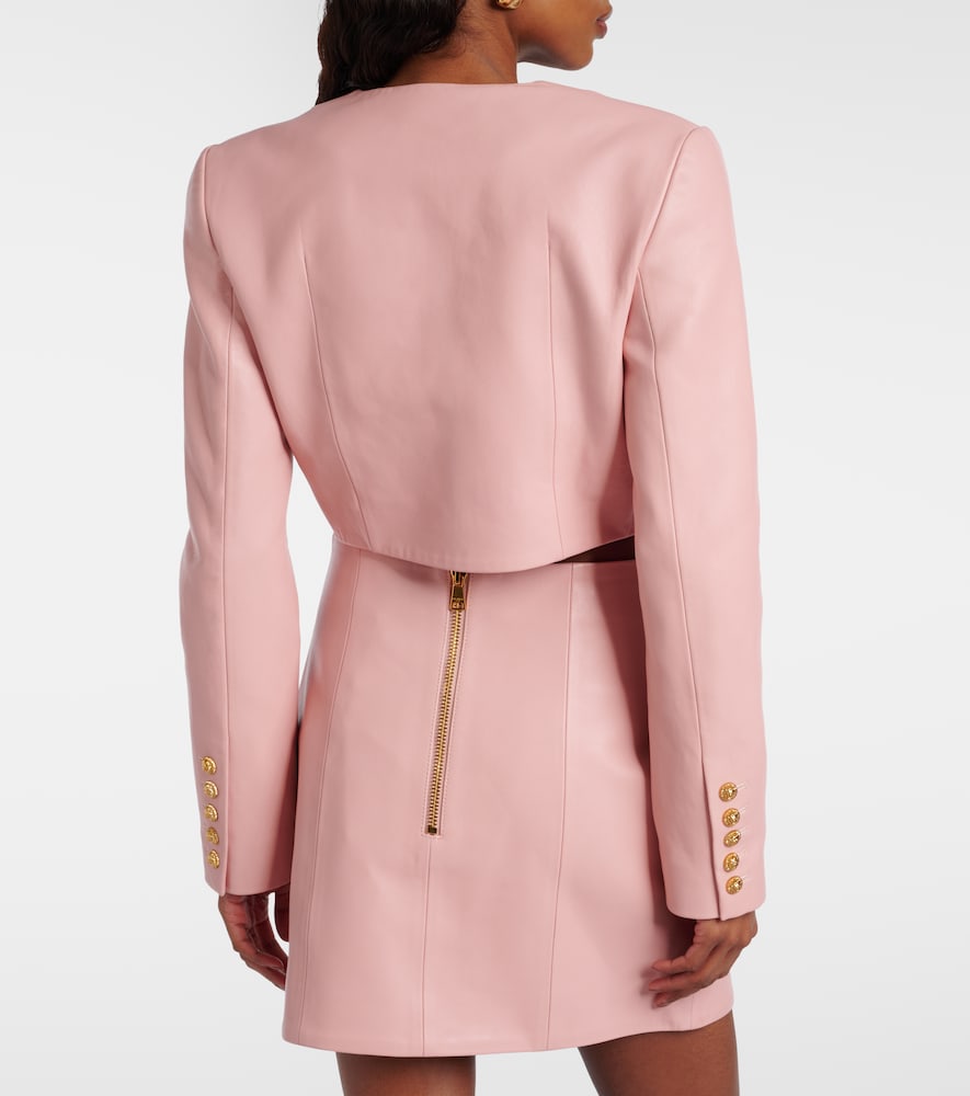  Balmain Balmain Cropped Leather Jacket 