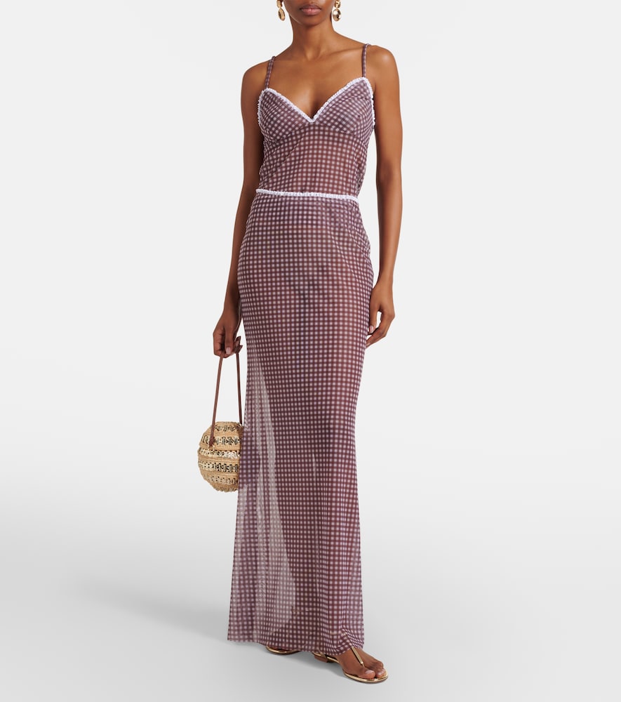 Solay Gingham Semi-Sheer Top