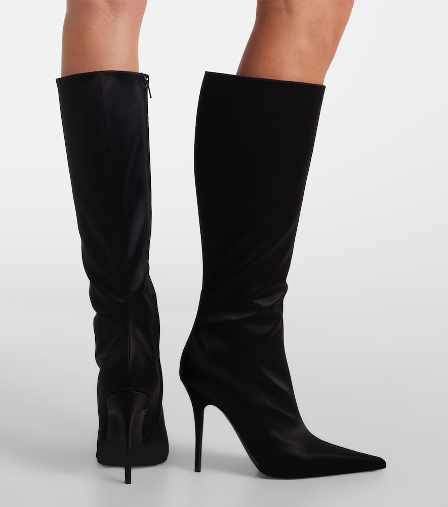 Amina Muaddi Barbara satin knee-high boots