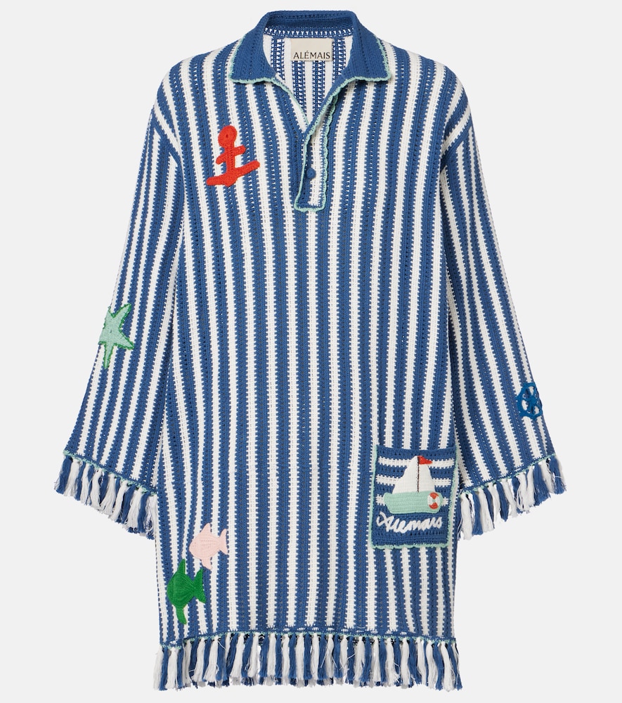 Alemais Alémais Crochet striped cotton minidress