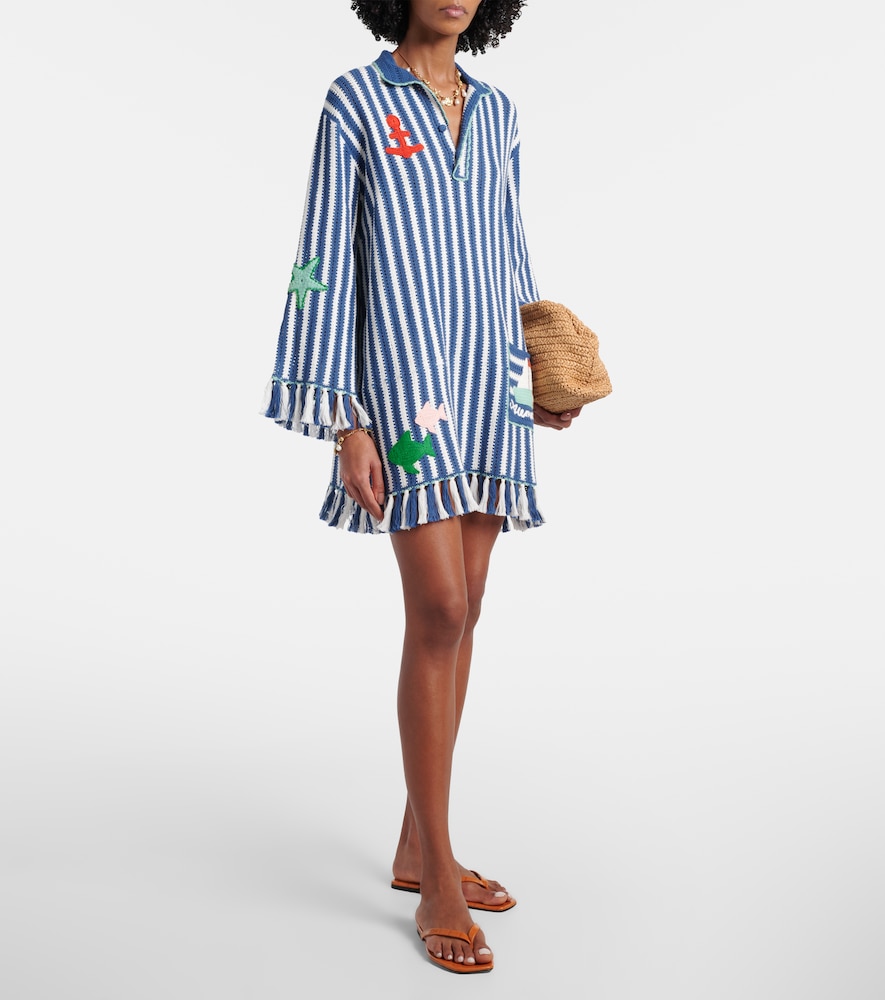 Alémais Crochet striped cotton minidress