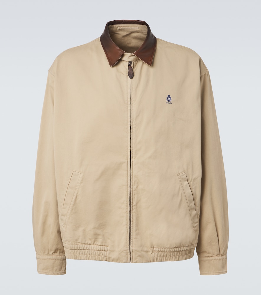 Prada Leather-trimmed cotton blouson jacket