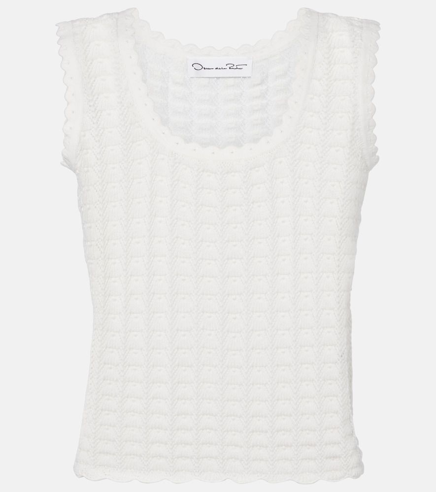 Oscar de la Renta Pointelle cotton and silk tank top