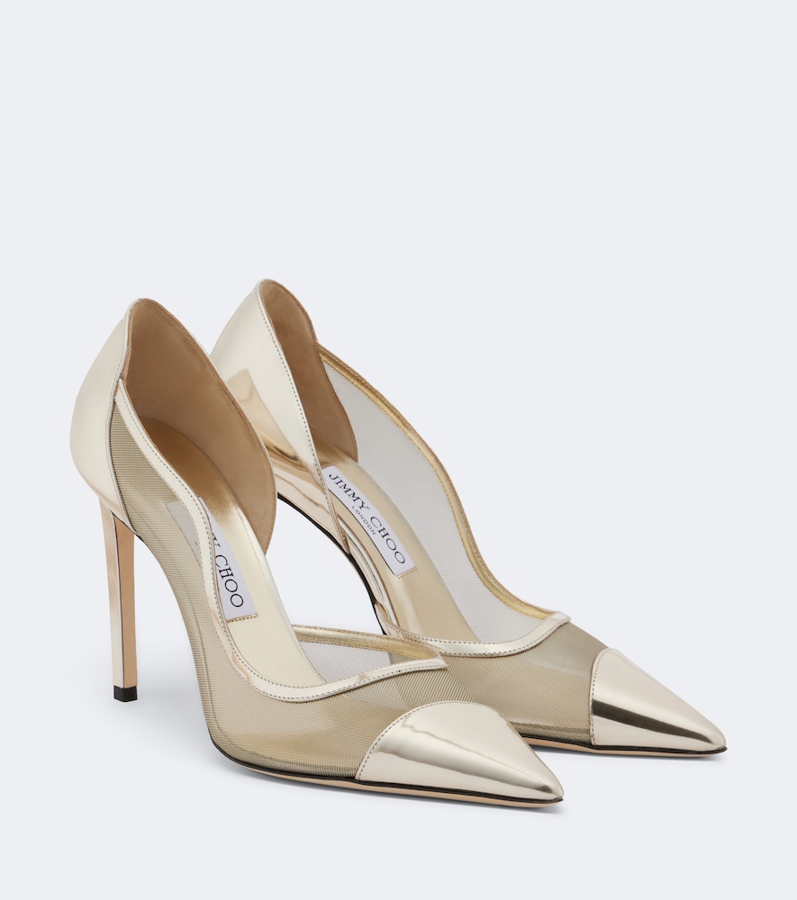 Pumps Brigitte in pelle metallizzata e rete