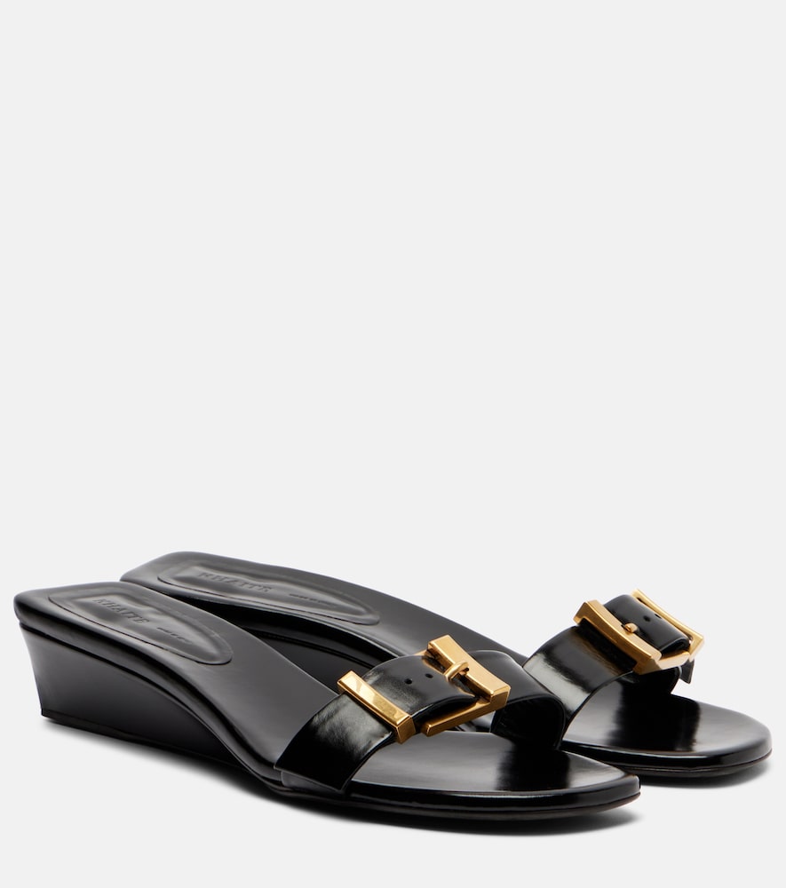 Khaite Khaite Manhattan leather wedge mules