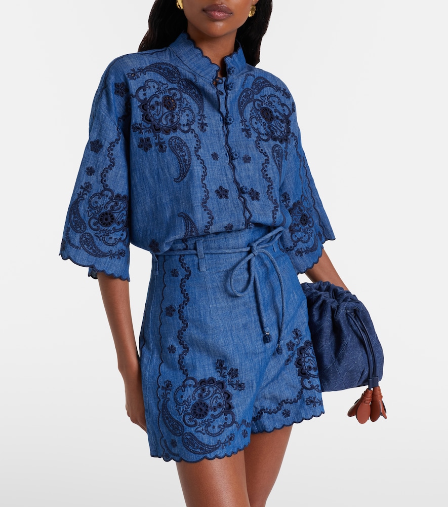 Zimmermann Aster embroidered denim shirt