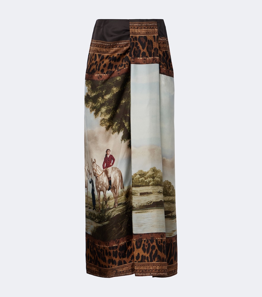 Bedruckter Midirock Debbie aus Seiden-Twill