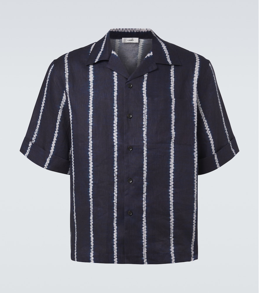 Commas Striped linen bowling shirt