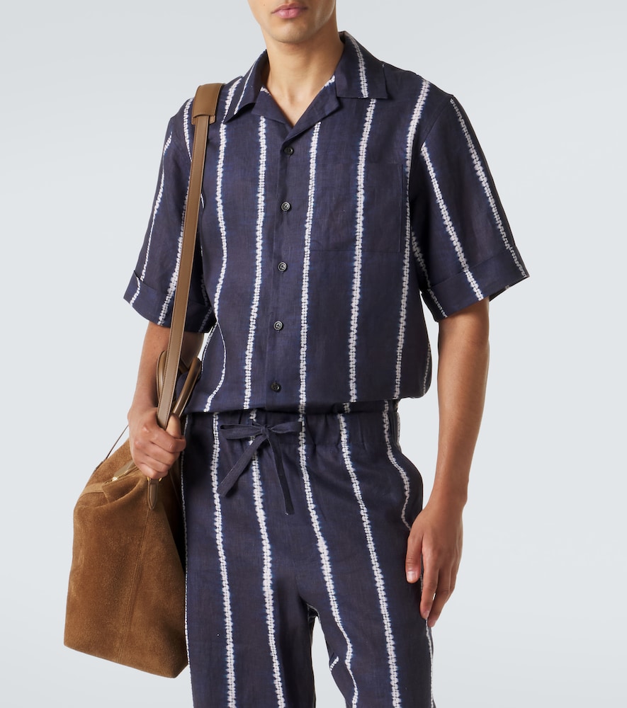  Commas Commas Camisa Bowling De Lino A Rayas 