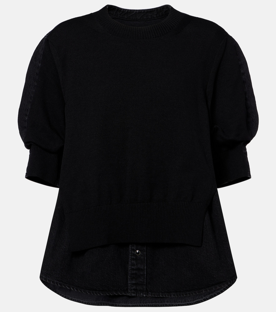 Sacai Women's Black Layered Cotton-Blend Sweater UK Size 16 - Mytheresa